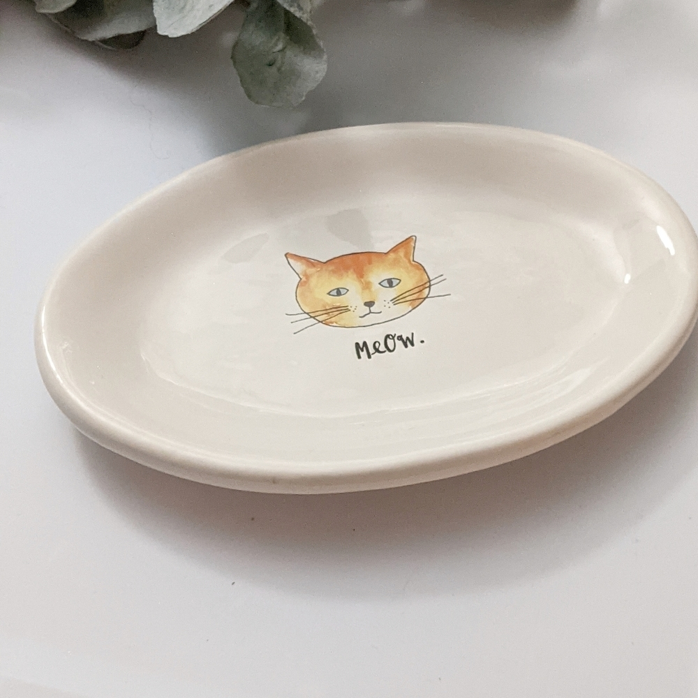 Rae Dunn Meow Cat Face Oval Plate